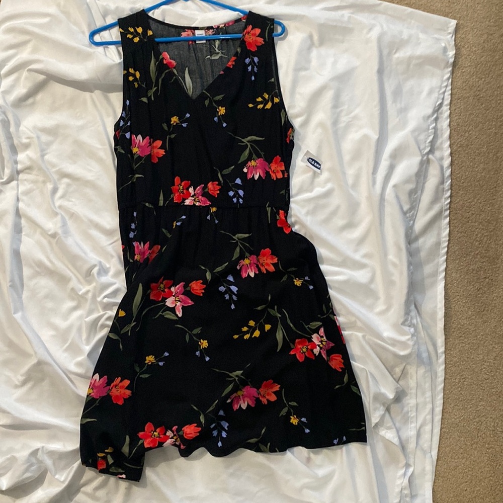 Black dress with flora pattern